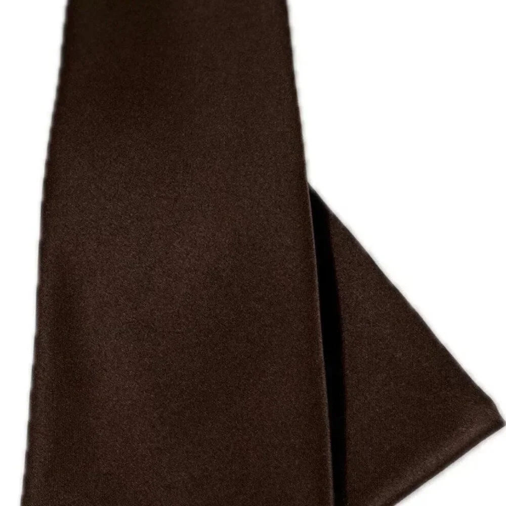 St. Patrick Boy's Clip-on Tie Hanky Set Solid Dark Brown 100% Polyester 12